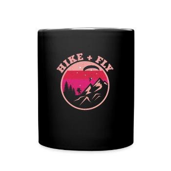 Hike and Fly Paragliding Mountaineering - Full Colour Mug - black - Front