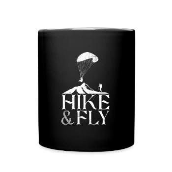 Hike and Fly Paragliding Mountaineering - Full Colour Mug - black - Front