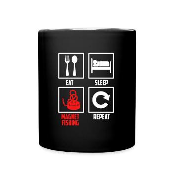 Nourriture, sommeil, pêche magnétique, répétition - Mug uni - noir - Devant