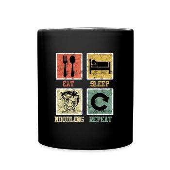 Waller Angeln Eat Sleep Noodling Repeat - Tasse einfarbig - Schwarz - Vorne