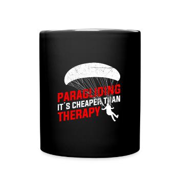 Paragliding is cheaper than sport flying therapy - Full Colour Mug - black - Front