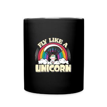 Paragliding Girl Fly like a Unicorn Paraglider - Full Colour Mug - black - Front