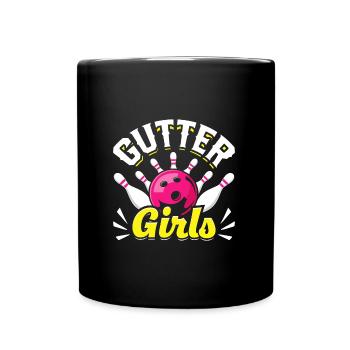 Bowling Damen Gutter Girls Shirt Bowler - Tasse einfarbig - Schwarz - Vorne