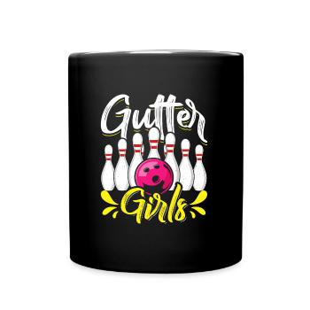 Bowling Damen Gutter Girls Shirt Bowler - Tasse einfarbig - Schwarz - Vorne
