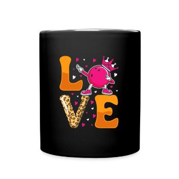 LOVE Bowling Shirt Women's Bowling Alley Outfit - Full Colour Mug - black - Front