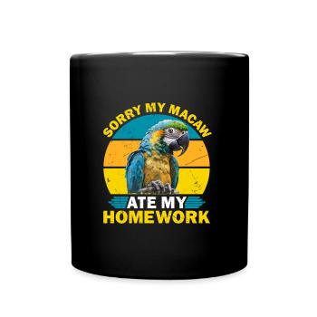 Aras Désolé mon ara a mangé mes devoirs Porte-perroquet - Mug uni - noir - Devant