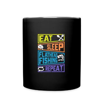 Nourriture Sommeil Pêche à tête plate Pêche répétée - Mug uni - noir - Devant