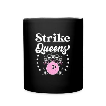 Strike Queens Bowlingspieler Damen Bowlen - Tasse einfarbig - Schwarz - Vorne