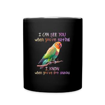 Liebesvögel I can see you when you´re Eating - Tasse einfarbig - Schwarz - Vorne