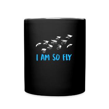 Fliegenfischer I´m so fly Fischjagd Angler - Tasse einfarbig - Schwarz - Vorne