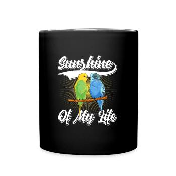 Le soleil de ma vie Les amoureux des oiseaux perruches - Mug uni - noir - Devant