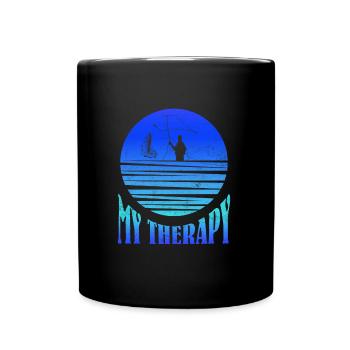 Fliegenfischen My Therapy Fischjagd Angler - Tasse einfarbig - Schwarz - Vorne