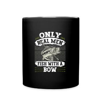 Bogenfischer Only real Men Fish with a Bow - Tasse einfarbig - Schwarz - Vorne