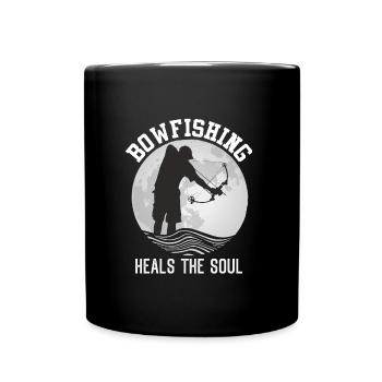 Bowfishing Heals the Soul Bogenfischen - Tasse einfarbig - Schwarz - Vorne