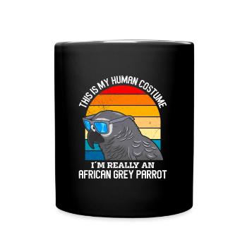 African Grey Parrot This is my Human Costume - Full Colour Mug - black - Front