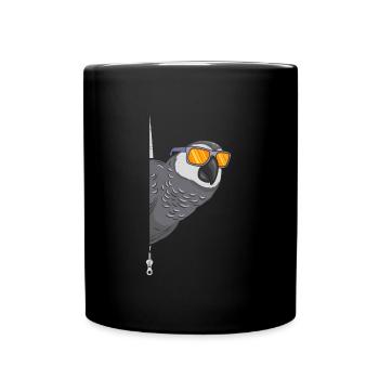 Perroquet gris frais avec lunettes de soleil Gris africain - Mug uni - noir - Devant