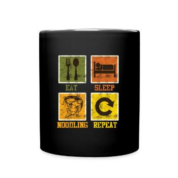 Waller Angeln Eat Sleep Noodling Repeat - Tasse einfarbig - Schwarz - Vorne