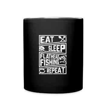 Nourriture Sommeil Pêche à tête plate Pêche répétée - Mug uni - noir - Devant