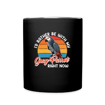Perroquets Je préfère être avec mon perroquet gris - Mug uni - noir - Devant