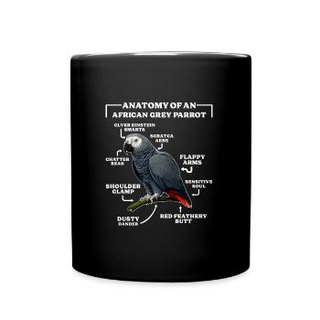 Grau Papagei Anatomy of an African Grey Parrot - Full Colour Mug - black - Front