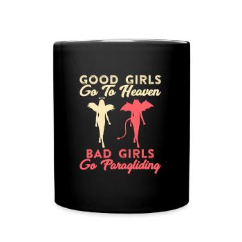 Gleitschirmflieger Bad Girls go Paragliding - Tasse einfarbig - Schwarz - Vorne