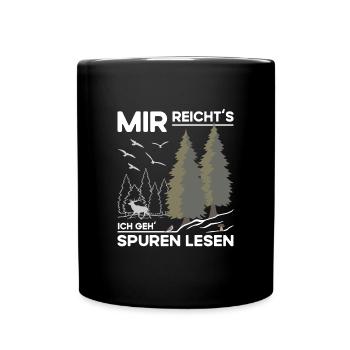 Spuren Lesen - Tasse einfarbig - Schwarz - Vorne