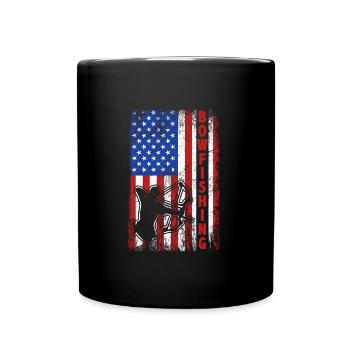 Bogenfischen USA Amerika Flagge Bogenjäger - Tasse einfarbig - Schwarz - Vorne