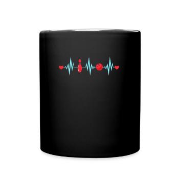 Bowling Coeur Palpitations Chemise melon Boule de bowling - Mug uni - noir - Devant
