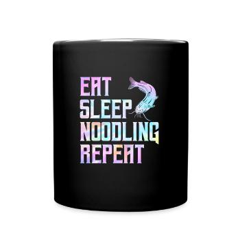 Poisson à tête plate manger dormir noodling Répéter le poisson-chat - Mug uni - noir - Devant