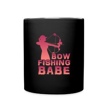 Bowfishing Babe Bogenfischer Fischjagd Girls - Tasse einfarbig - Schwarz - Vorne