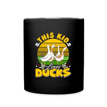 Kids Shirt Duck Lover This Kid loves Ducks - Full Colour Mug - black - Front