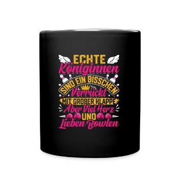 Bowling Ladies Real queens love bowling - Full Colour Mug - black - Front