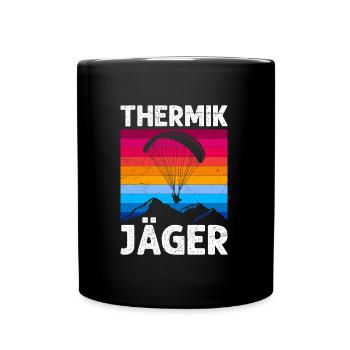 Thermik Jäger Gleitschirmflieger Pilot - Tasse einfarbig - Schwarz - Vorne