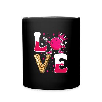 LOVE Bowling Shirt Women's Bowling Alley Outfit - Full Colour Mug - black - Front