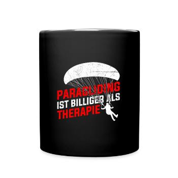 Paragliding is cheaper than sport flying therapy - Full Colour Mug - black - Front
