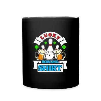 Bowling Player Lucky Bowling Shirt Beer Drinker - Full Colour Mug - black - Front