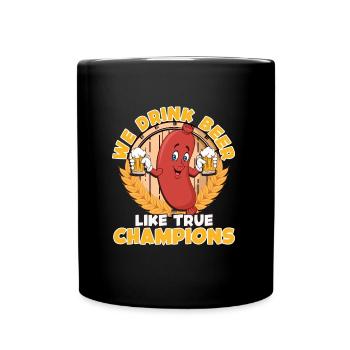 Bratwurst Biertrinker Buvez de la bière comme des champions - Mug uni - noir - Devant