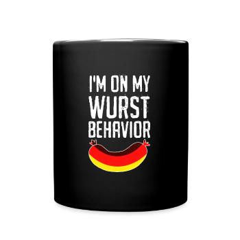 Deutsche Würstchen I'm on my Wurst Behavior - Tasse einfarbig - Schwarz - Vorne