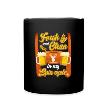 Bierfan Fresh and Clean is my Spin Cycle Bierkrug - Tasse einfarbig - Schwarz - Vorne