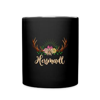 Herzmadl Bayerisches Mädchen Dirndl Shirt - Tasse einfarbig - Schwarz - Vorne