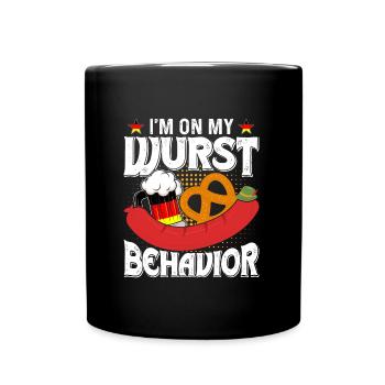 Deutschland On my Wurst Behavior Brezeln Bierfan - Tasse einfarbig - Schwarz - Vorne