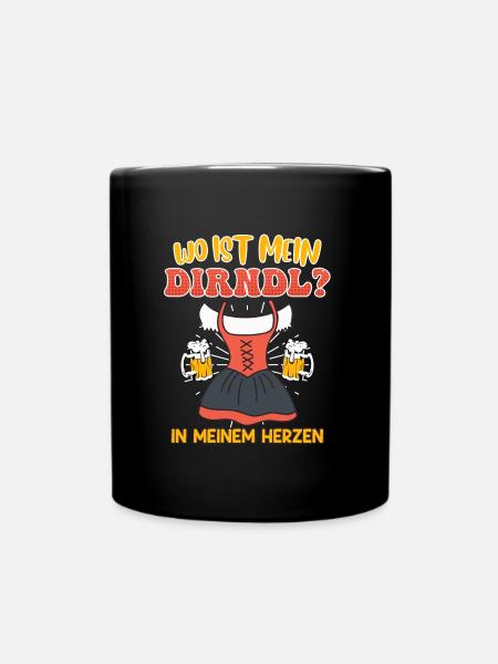 Trachten Shirt Wo ist mein Dirndl? Bayerisches - Tasse einfarbig - Schwarz