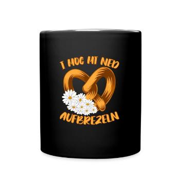 Shirt I Mog mi ned Aufbrezeln Brezeln - Tasse einfarbig - Schwarz - Vorne
