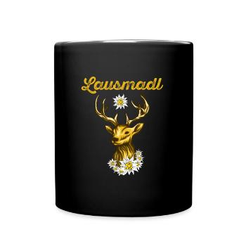 Lausmadl Dirndl Trachten Shirt Frauen Tracht - Tasse einfarbig - Schwarz - Vorne