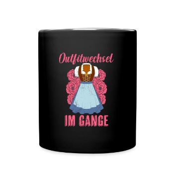 im Gange Dirndl Damen Bierfans - Tasse einfarbig - Schwarz - Vorne