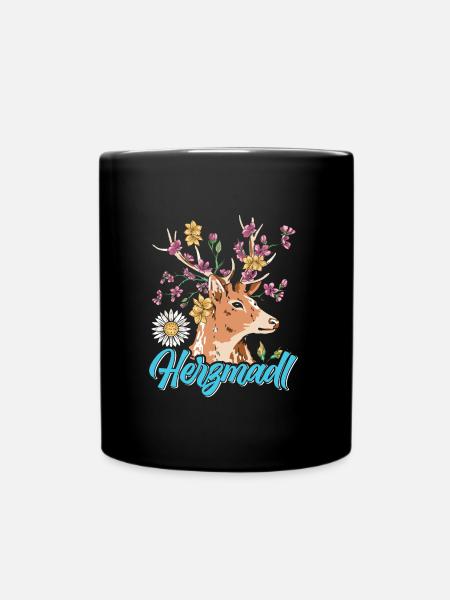 Herzmadl Trachten Shirt Frauen - Tasse einfarbig - Schwarz