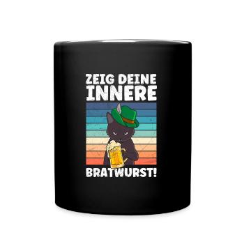 Deutschland Bierfan Zeig deine Innere Bratwurst - Tasse einfarbig - Schwarz - Vorne