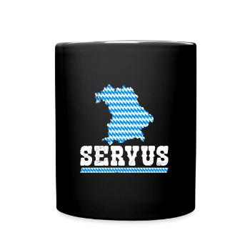 Bayerisch Servus Freistaat Bayern Blau Weiß - Full Colour Mug - black - Front