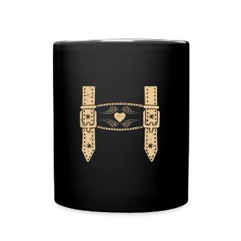 Lederhosen Trachten Shirt Männer Bayerisch - Tasse einfarbig - Schwarz - Vorne