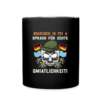 Boarisch is fei a Sprach für Echte Gmiatlichkeit - Full Colour Mug - black - Front